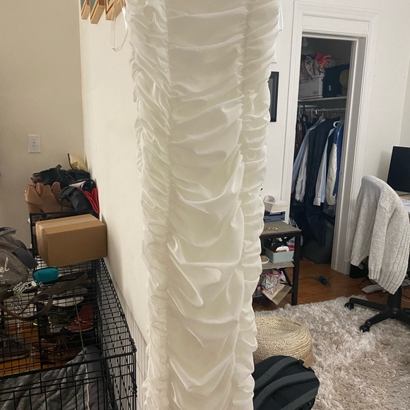 Mesh Ruched diamante strap midi dress - size small - Picture 6 of 8